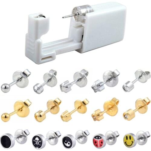 1PC Disposable Safe Sterile Ear Stud Piercing Gun Unit Kit Crystal Body Piercing Stud Earring Tool Star Ball Fashion Man Jewelry