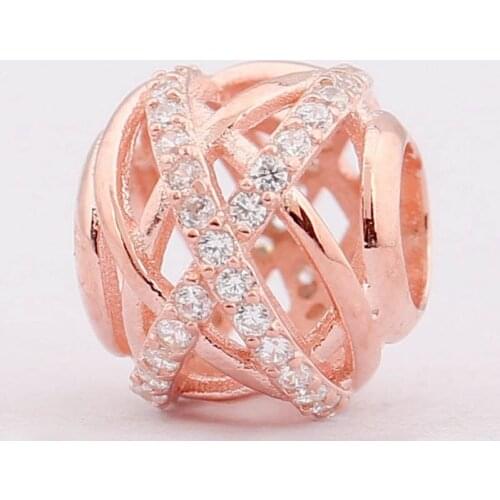 Original Openwork Rose Galaxy With Crystal Beads Fit 925 Sterling Silver Bead Charm Bracelet Bangle DIY Jewelry