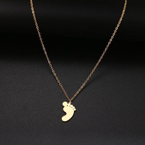 Lovely Baby Foot Feet Pendant Necklace for Women Baby Footprint Stainless Steel Jewelry Mum Son Daughter Mothers Day Gifts