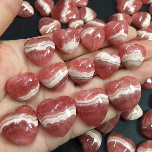 Natural Rhodochrosite Heart Pendant Quartz Crystal Heart Neckalce Healing Crystal Stone DIY Jewelry Charm Woman Jewelry Gift
