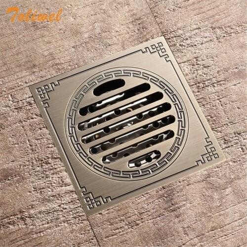 Totally Brass Shower Drains 100 x 100 Square Bath Drains Strainer Hair Antique Bathroom Floor Drain Waste Grate Drain
