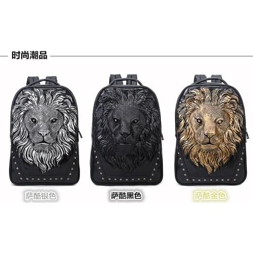 European and American casual men and women backpack fashion original leather bag personality 3D 3D rivet bag bag bag computer ba