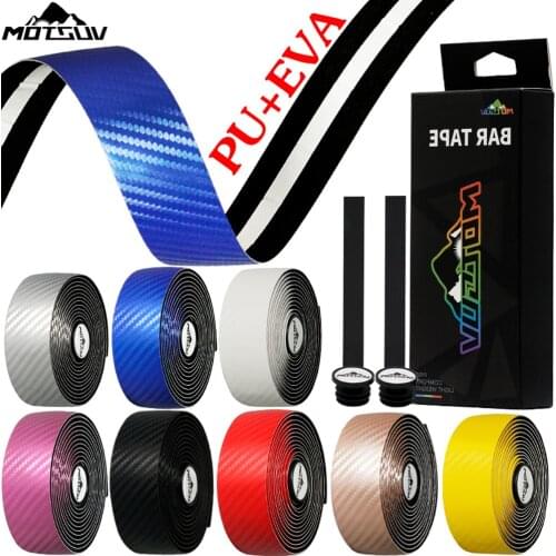 MOTSUV Road Bike Handlebar Tape Bicycle Handlebar Strap Anti-slip Shock Absorption EVA PU Handle Bar Tape Cycling Wrap End Plug