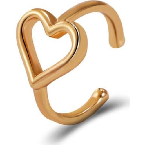 1pc No Piercing Hollow Love Heart Shaped Earcuff Earrings Star C-Shaped Clip Earring for Women Fake Cartilage Vintage Jewerly