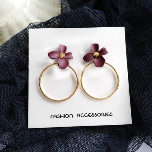 S925 needle New Fashion Romantic Flower Earrings Hot Selling Golden Plating Metal Wire Dangle Drop Earrings For Women Jewelry