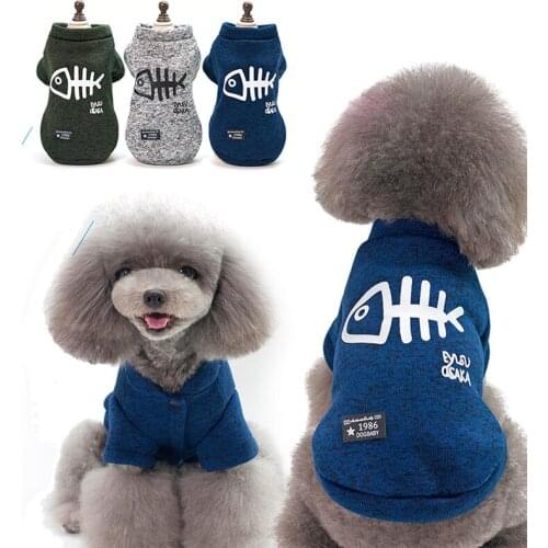 Dog Pullover Clothes Autumn And Winter Thickened Warm Fishbone Cotton Sweater Two Legs Hoodies For Small And Medium Sized Dogs