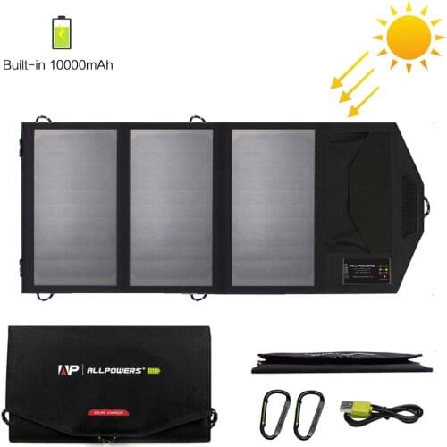 2021 ALLPOWERS Solar Panel Charger Built-in 10000mAh Solar Battery Charger for iPhone Samsung Huawei Honor Xiaomi Redmi LG OPPO