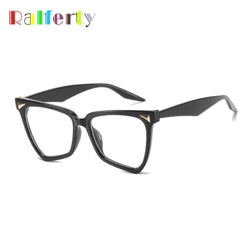 Ralferty Womens Anti Blue Light Glasses Irregular Unique Black Eyeglass Frames Women Computer Goggles 2021 Clear Lenses Y9632