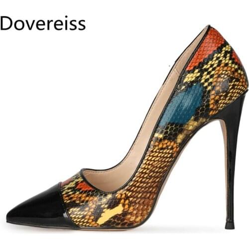 Dovereiss Fashion Womens Shoes summer new Elegant Slip on Snakeskin Pumps sexy Office lady Party shoes 34-47