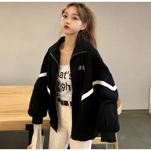 Spring and autumn new loose stand collar bat sleeve sweater coat casual long sleeve jacket jacket women