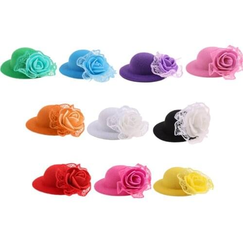 10Pcs Doll Clothing Accesories Vintage Bowler Doll Hat With Rose Decoration For 28-30cm Doll