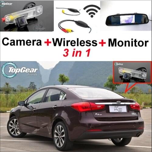 3 in1 Special Rear View Camera + Wireless Receiver + Mirror Monitor Back Up Parking System For KIA Forte K3 Cerato 2012~2015