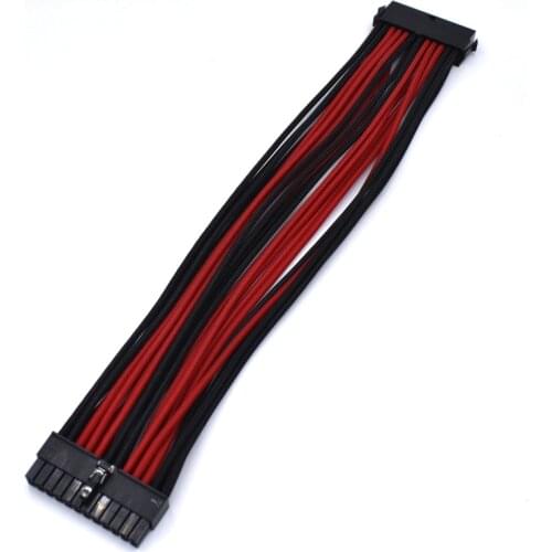 30cm 18AWG Nylon Sleeved Wire Motherboard ATX 24pin male to female Power Supply Extension Cable
