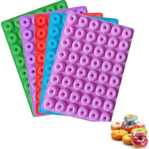 48 Cavity Mini Donuts Round Shaped Dessert Silicone Mold Chocolate Biscuit Cake Mold Doughnut Mould Chocolate Mold Cake Tools