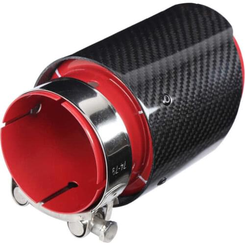 Car accessories car bumper Universal Exhaust Tip Tail Throat Glossy Carbon Fiber Red Pipe Straight 3.1in Inlet 4in Single