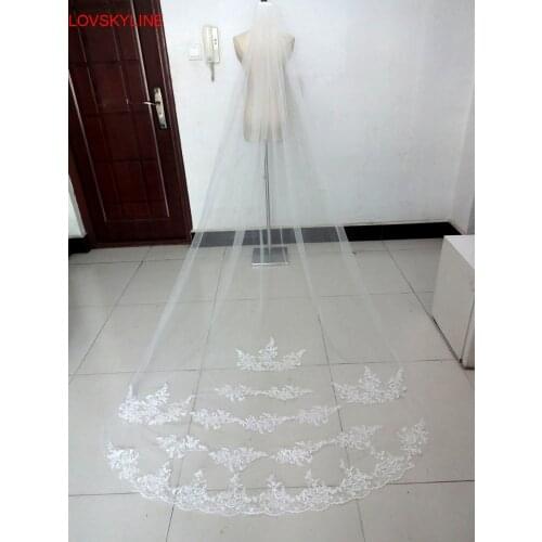 Free shipping new arrive one layer 3M Bridal Veil Lace edge Tulle Ivory Wedding Voile Bridal Veil Wedding Dresses with comb