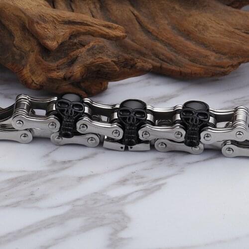 Black personality titanium steel bicycle skeleton bracelet retro trend bike male chain manufacturers straight batch