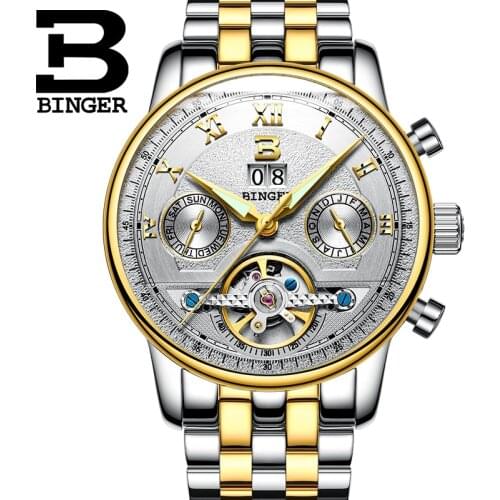Relojes hombre 2019 Luxury Clock BINGER Fashion Men Skeleton Automatic Watch Sport Mechanical Wrist watch relogio masculino