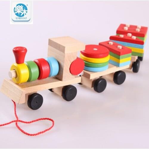 Wooden three Small train assembly Wooden Blocks toy train Childrens ability to educational Montessori toys oyuncak