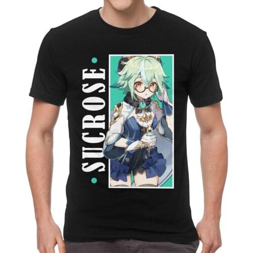 Genshin Impact Sucrose Tshirts Men Leisure Tee Tops Cotton T Shirt Short Sleeve Japan Anime Game T-shirts Gift Clothes