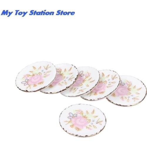 Hot Sale 2Pcs 1/12 Mini Dollhouse Porcelain Dishes Play House Toys Miniature Table Decor