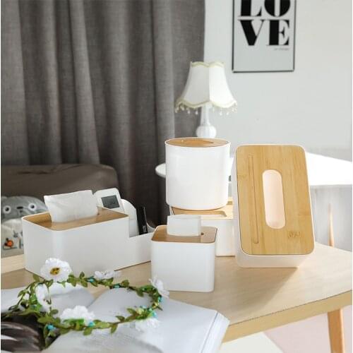 Bamboo and wood tissue box creative simple living room household drawer tray napkin box remote control storage box roll carton