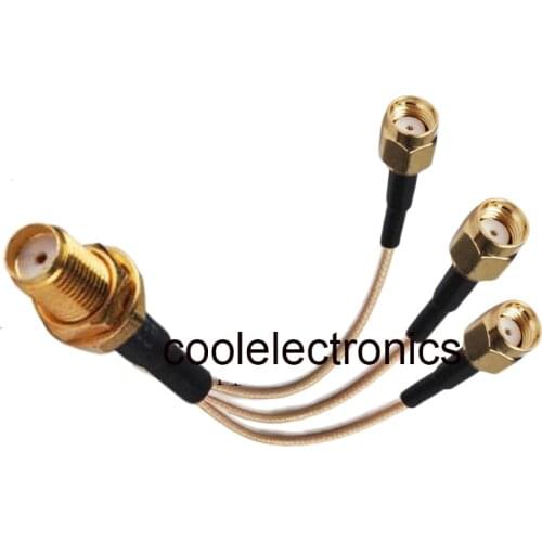 RG316 SMA Female Jack to 3 RP-SMA Male Connector RF Pigtail Y Extension Cable 10/15/20/30/50cm /1m