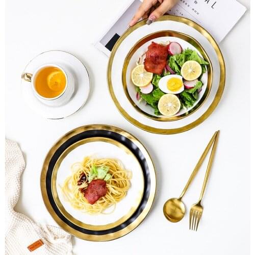 Nordic style Phnom Penh ceramic tableware Western dish household noodle soup bowl large fruit salad bowl dinner plates