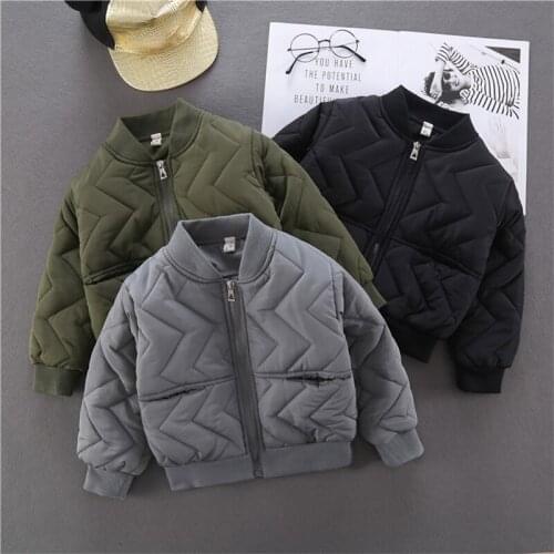 Geometric Pattern Boy Jacket Autumn and Winter Plus Velvet 2021 Childrens Coat Padded Jacket Thick Warm Baseball Jacket Childre