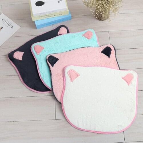 Cute Cat Shape Super Soft Rabbit Plush Carpet Pet Pad Cat Dog Dog Seat Cushion Mattress Cushion Warm Dog Cat Bed House