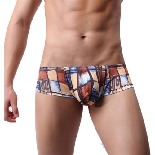 Men Mini Boxer Shorts Printed Mesh Breathable Sexy Bugle Pouch Underwear Gay Panties Plus Size Boxershorts Lingerie Trunks 2XL