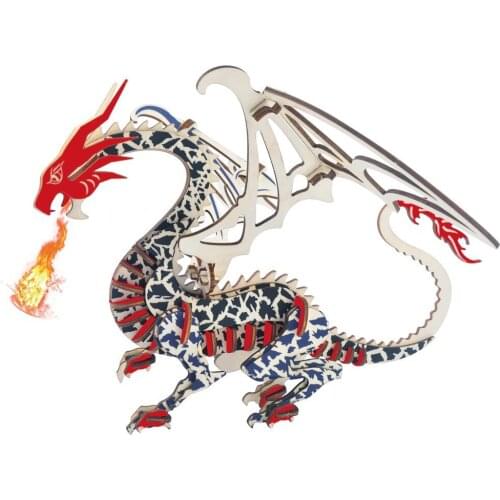 Laser Cutting DIY 3D Wooden Puzzle Woodcraft Assembly Kit Flying Dragon For Christmas Gift