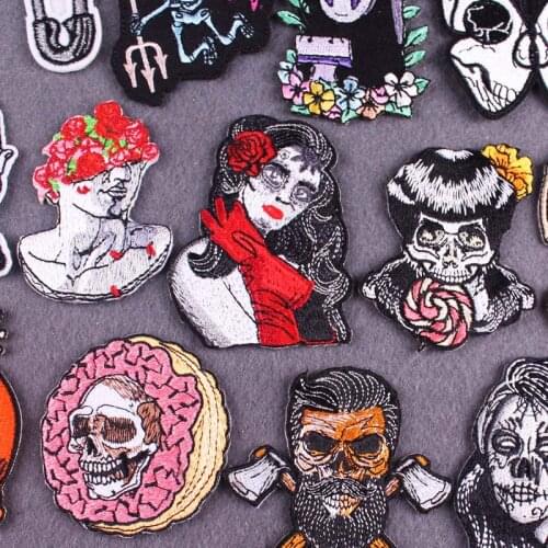 Punk/Skull Embroidered Patches For Clothing Striped Orangutan DIY Embroidery Patches For Clothes Appliques For T-shirt Jacket
