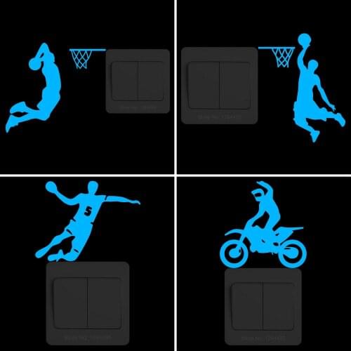 Switch Decoration Luminous Stickers Glow in the Dark Wall Decals: Basket/Football/Soccer/Ice Hockey/Motocross Racing
