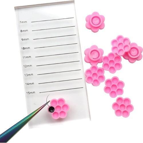 False Eyelash Extension Stand Pad Pallet Lashes Holder Lash Extension Supplies With Tick Mark Blossom Cup Lash Extension Tools