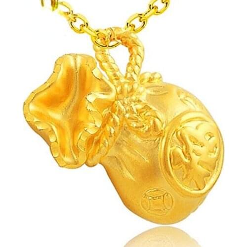 Gold Plated Pendant Womens Gold-Plated Lucky Bag Lucky Beads Bride Gifts for Moms Alluvial Gold Plated Pendant Ornament