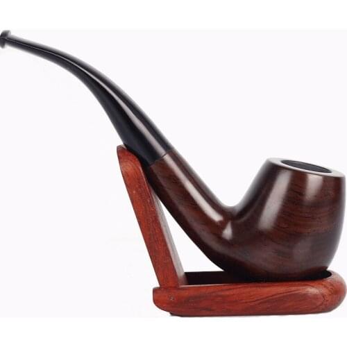 Luxury Ebony Wood Smoking Pipe Handmade Brown Tobacco Tube 15cm Classic Bent Gift For Cigarette Cigar