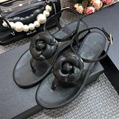 Designer Flower Thong Sandals Women Summer Flat Sandals Buckle Planas Sandalias Verano Mujer Ladies Beach Shoes Rome Flip Flops