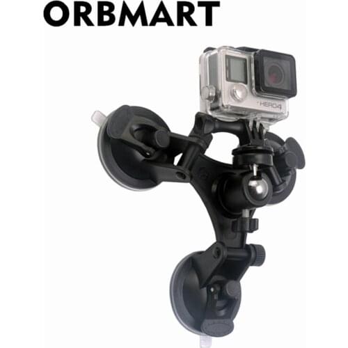 ORBMART Rotatable Removable Car Suction Cup Glass Sucker Holder Tripod Mount Adapter For Gopro Hero 5 4+ Xiaomi Yi Sport Camera