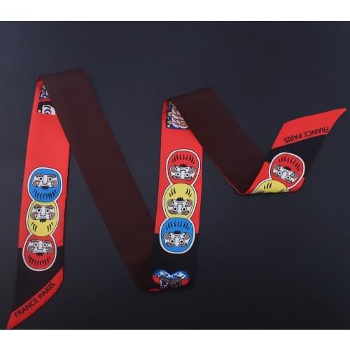 120cm*5cm Twill Silk Small Long Woman Scarf Little Long Old Moustache Man Printed Fashion Headband Bag Ribbon For Ladie Scarves