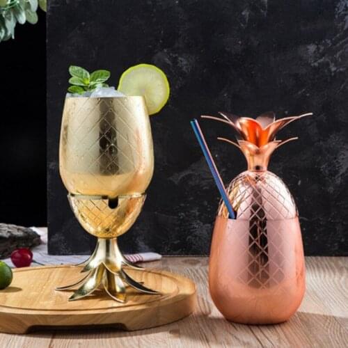 Stainless Steel Wine Tumbler Pineapple Cocktail Cups Creative Art Drinking Mug Home Party Bar Drinkware Supplies