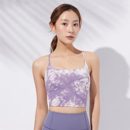 Yushuhua Thin Shoulder Straps Yoga Crop Top Sports Tank Women Cross Fitness Gym Push Up Bra Running Vest Tops Camisole Padded
