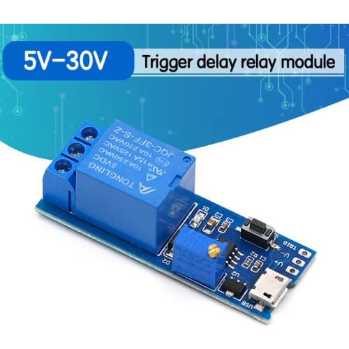 Smart Electronics 5V-30V Micro USB Power Adjustable Delay Relay Timer Control Module Trigger Delay Switch