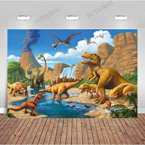 Jurassic Park Dinasor 3D Kids Boy Birthday Party Banner Background Baby Shower Photography Backdrop Photocall for Photo Studio