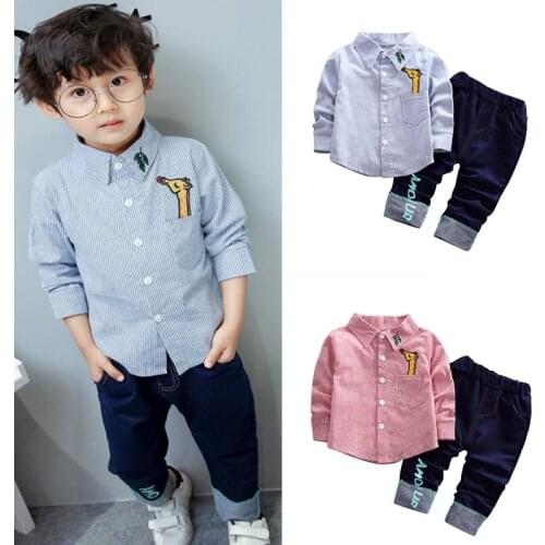Spring Baby Clothing Sets Long Sleeve Deer Shirt Striped Tops+Long Pants Trousers Kids Clothing Sets Children Clothing