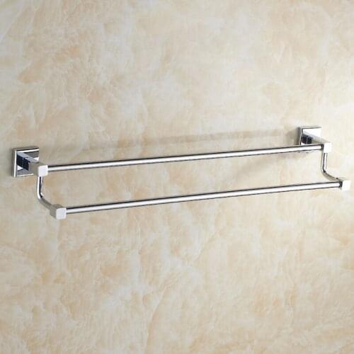 Vidric Brass Chrome Wall-Mounted Bathroom Double Towel Holders Towel Bars Towel Racks Bathroom Accessories Top Quality