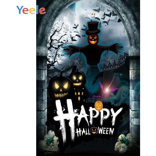 Yeele Halloween Backdrop Pumpkin lantern Skull Arched Door Scarecrow Photocall Photography Background Vinyl For Photo Studio