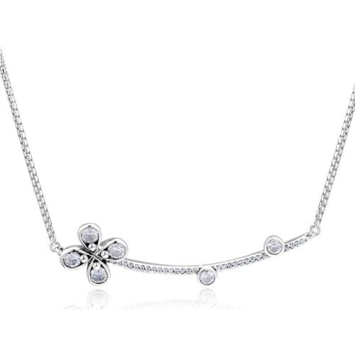 Four Petal Flower Choker Necklaces for Women 925 Sterling Silver Jewelry Spring Pendant Necklace Jewelry Silver Chain Necklace