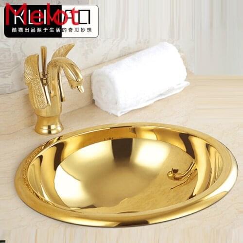 European-style gold all-copper table basin antique art basin rose gold washbasin home washbasin basin washbasin
