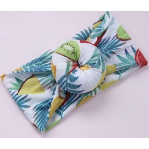 1pcs Girls Bows Hair Accessories Soft Stretchy Full Prints Nylon Knotbow Headbands Newborn Baby Cotton Tracless Wide Headwraps